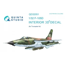 Décalcomanie Republic F-105D Thunderchief Intérieur coloré et imprimé en 3D sur papier autocollant (conçu pour être utilisé avec