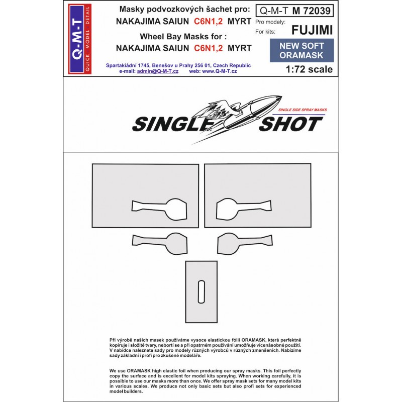 Masques de peinture pour compartiment de roue Nakajima C6N1 Saiun 'Myrt' (conçus pour être utilisés avec les kits Fujimi) fabriq