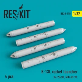 Lance-roquettes B-13L (4 pièces) (Sukhoi Su-25/30, Mikoyan MiG-27/MiG-29) (conçu pour être utilisé avec les kits Trumpeter)