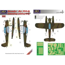 Masque de peinture à motif camouflage Arado Ar-196A-1 (conçu pour être utilisé avec les kits Airfix, Heller, Revell et Sword)