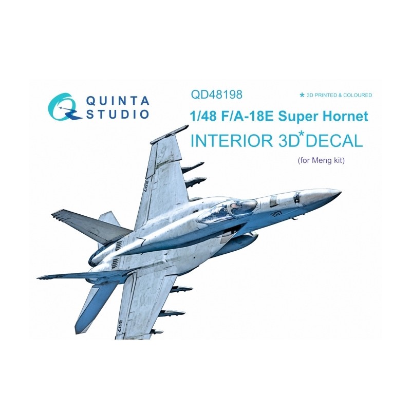 Intérieur Boeing F/A-18E Hornet imprimé en 3D et coloré sur papier autocollant (conçu pour être utilisé avec les kits Meng Model