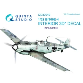 Messerschmitt Bf-109E-4 Intérieur imprimé en 3D et coloré sur papier autocollant (conçu pour être utilisé avec les kits Eduard)