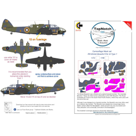 RN Bristol Beaufort Mk.I Pat. B Masques de peinture à motif camouflage de type 1 (conçus pour être utilisés avec les kits Airfix