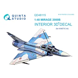 Dassault Mirage 2000B Intérieur coloré et imprimé en 3D sur papier autocollant (conçu pour être utilisé avec les kits Kinetic)