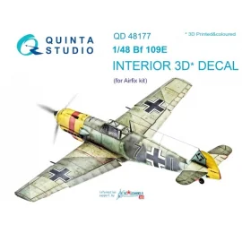 Messerschmitt Bf-109E Intérieur coloré et imprimé en 3D sur papier autocollant (conçu pour être utilisé avec les kits Airfix)