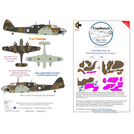 RAF Bristol Beaufort Mk.I Pat. Masque de peinture à motif camouflage B Type 1 (conçu pour être utilisé avec les kits ICM)