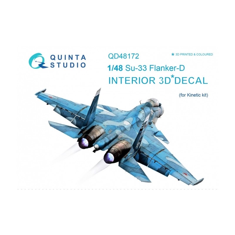 Sukhoi Su-33 Intérieur coloré et imprimé en 3D sur du papier autocollant (conçu pour être utilisé avec les kits Kinetic Model)