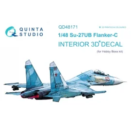 Sukhoi Su-27UB Intérieur coloré et imprimé en 3D sur papier autocollant (conçu pour être utilisé avec les kits Hobby Boss)