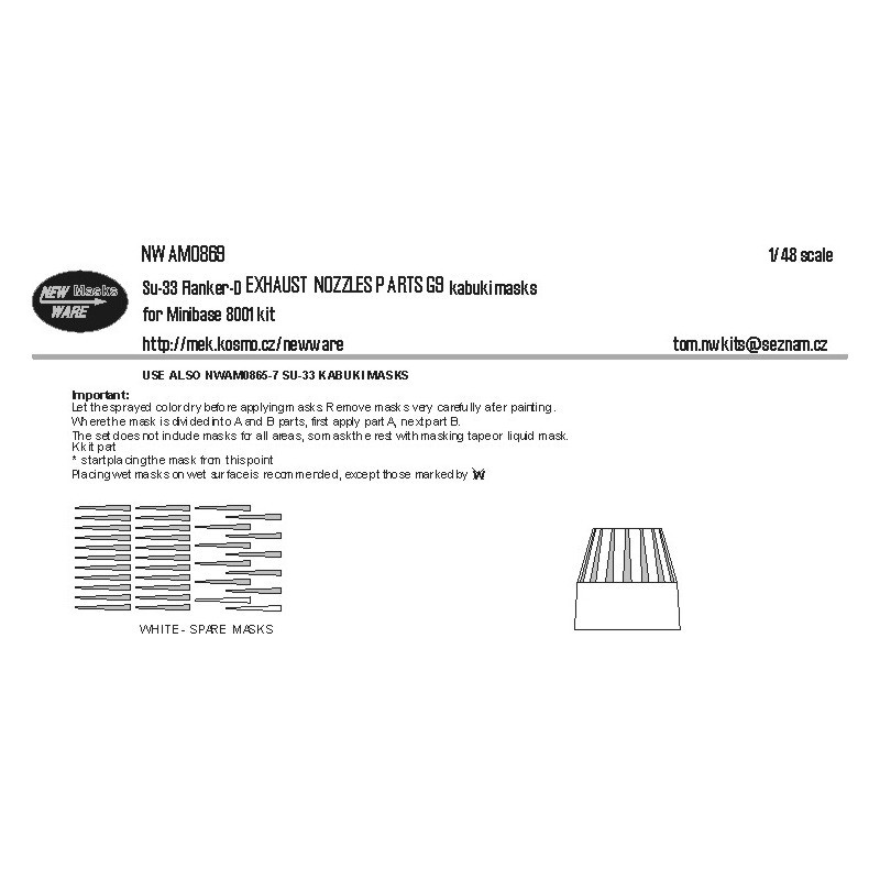 Sukhoi Su-33 Flanker-D EXHAUST NOZZLES PARTS Masques kabuki G9 (conçus pour être utilisés avec les kits Minibase)