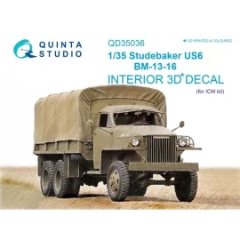 Intérieur Studebaker US6 imprimé en 3D et coloré sur papier autocollant (conçu pour être utilisé avec les kits ICM)