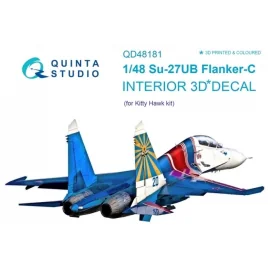 Sukhoi Su-27UB Intérieur coloré et imprimé en 3D sur papier autocollant