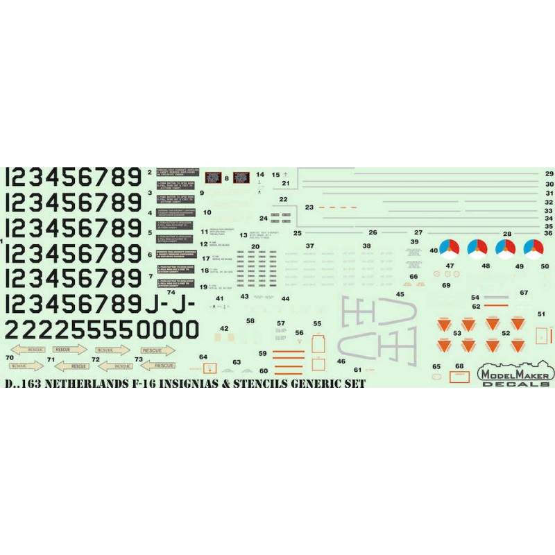Pays-Bas F-16 Insignes & pochoirs Ensemble générique