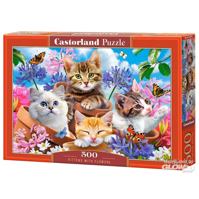 Chatons avec Fleurs Casse-tête 500 Teile