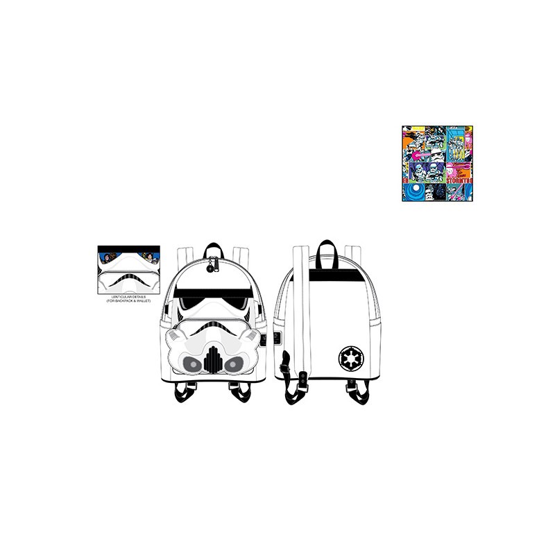 SW Star Wars Loungefly Mini Sac à dos Stormtrooper Lenticular