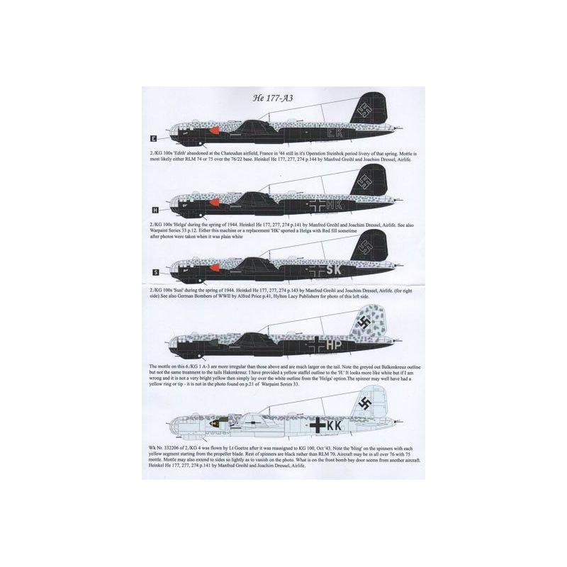 Réimprimé ! Heinkel He-177A-3 6N+EK du 2./KG 100 France 1944He 177A-3 6N+HK du 2./KG 100 France