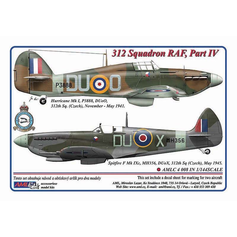 312 Squadron RAF, Part IV / 2 version décalcomanie : Hawker Hurricane Mk.I, P3888, DuoO + Supermarine Spitfire F Mk.IXc, MH356, 