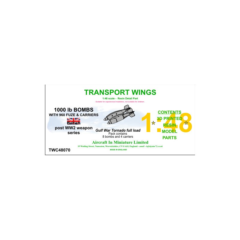 Tornado de la guerre du Golfe - Ensemble de chargement complet.8x 1000lb, 4x porte-bombes.