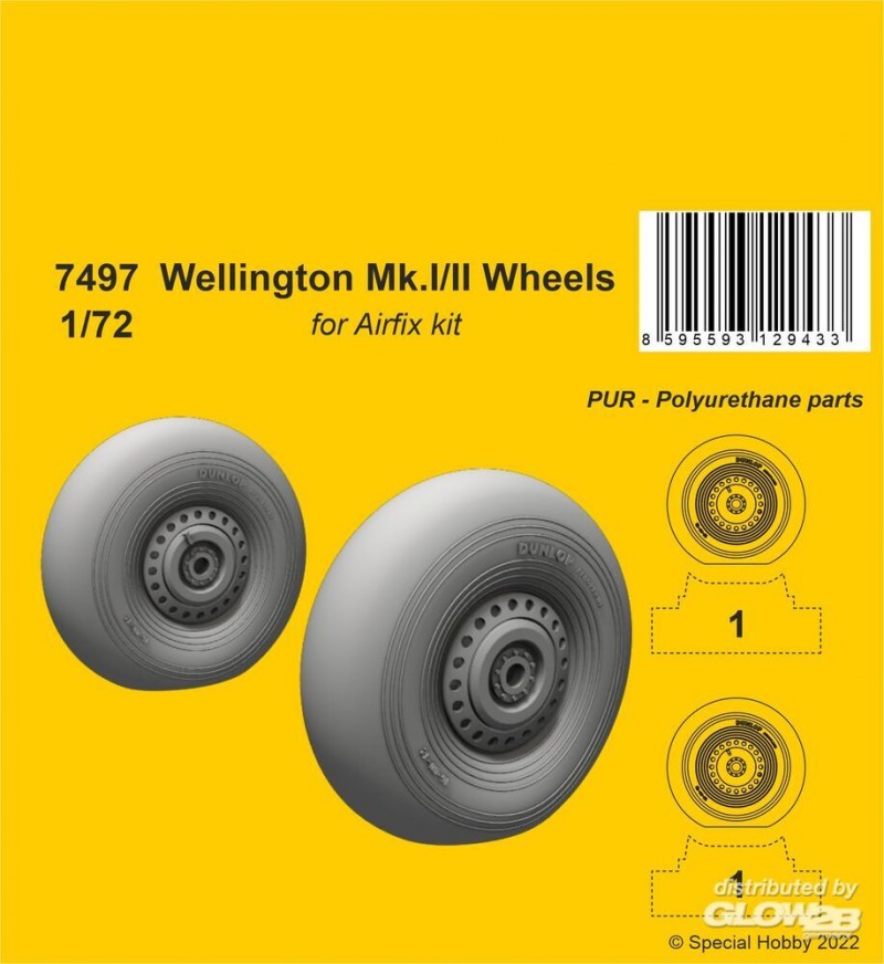 Roues de Wellington Mk.II 1/72 / pour kit Airfix