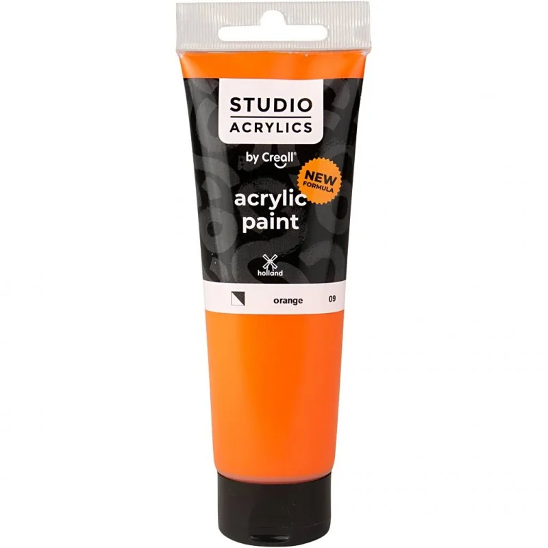 Peinture acrylique Creall Studio, orange (09), semi opaque, 120 ml/ 1 flacon