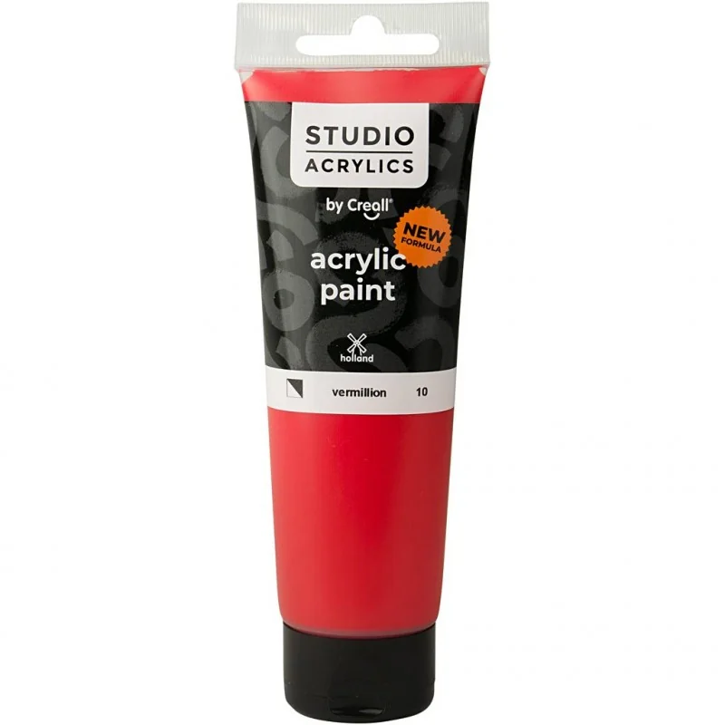 Peinture acrylique Creall Studio, vermillion (10), semi opaque, 120 ml/ 1 flacon