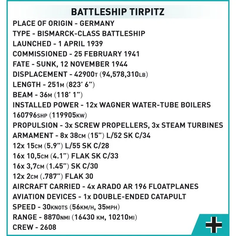 2920 PCS HC WWII /4838/CUIRASSÉ TIRPITZ LD.ED - ÉDITION EXÉCUTIVE