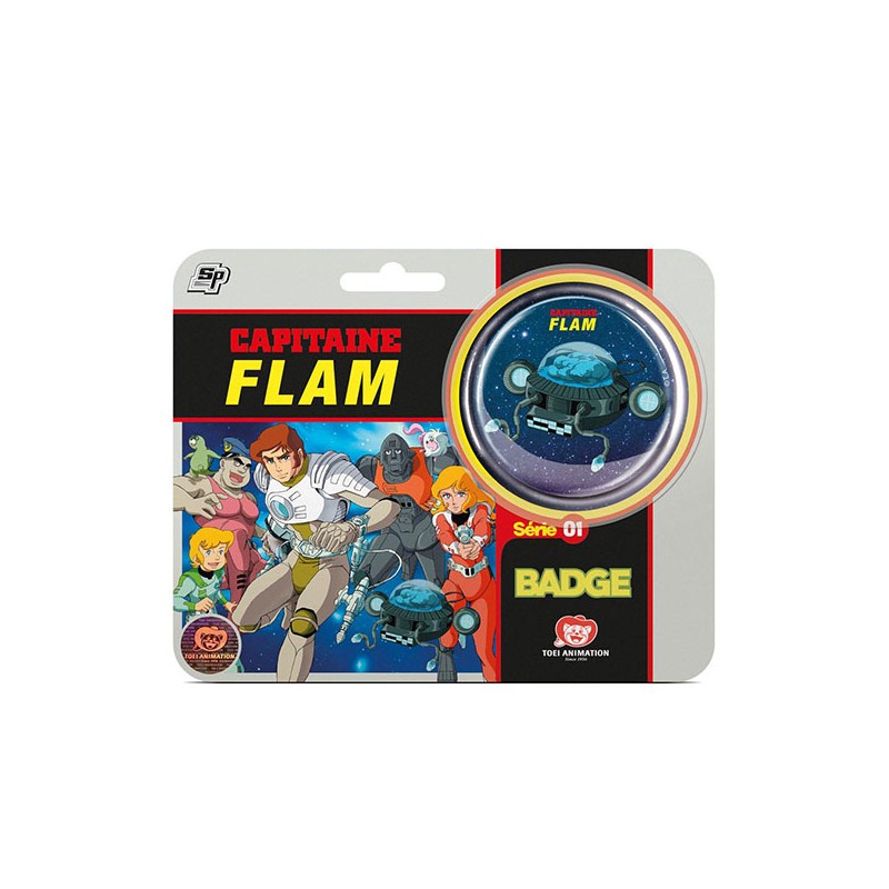 Capitaine Flam Badge Blister Professeur Simon 5,6cm