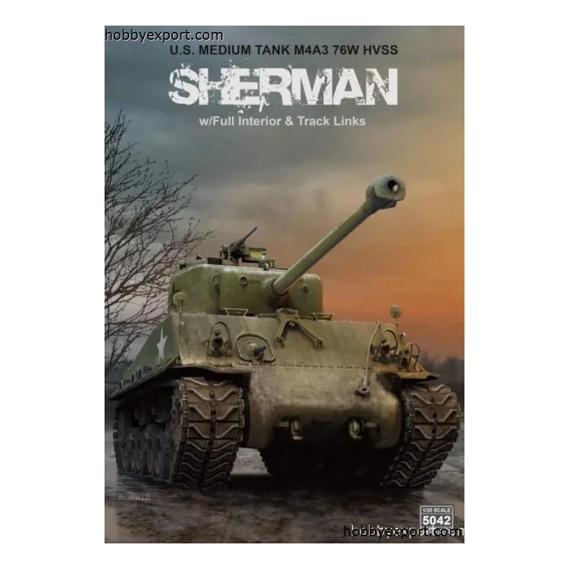 M4A3 76W HVSS SHERMAN AVEC INTÉRIEUR COMPLET ET LIAISONS DE PISTE RÉALISABLES