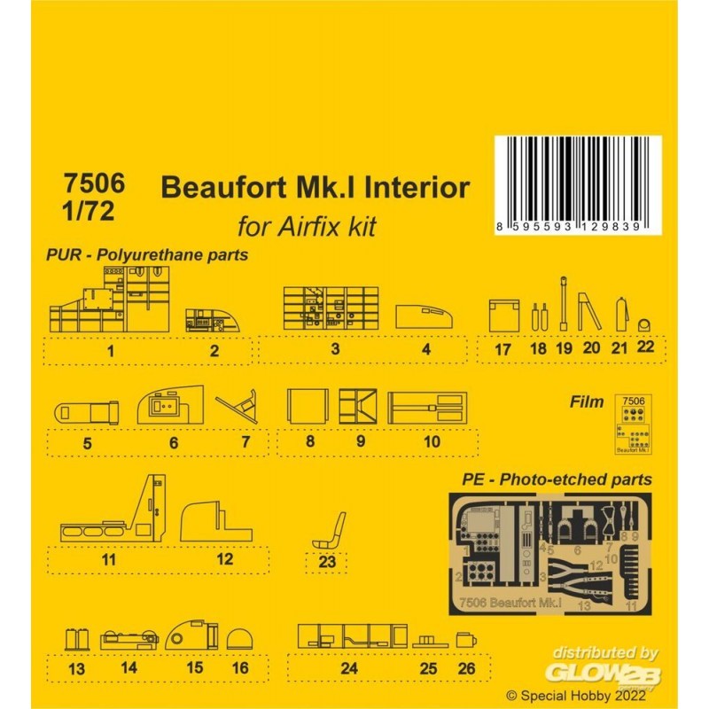 Intérieur Beaufort Mk.I pour kit Airfix