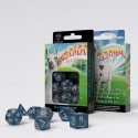 Shimmering Llama pack dés Glittering dark Blue & White (7)