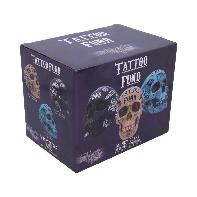 BLUE TATTOO SKULL MONEY BOX