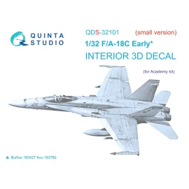 McDonnell-Douglas F/A-18C Early 3D-Printed & coloured Interior on decal paper (designed to be used with Academy kits)(SMALL VERS