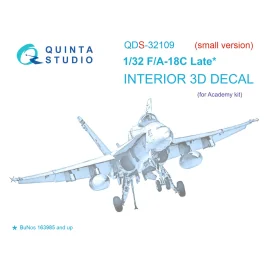 McDonnell-Douglas F/A-18C Late 3D-Printed & coloured Interior on decal paper (designed to be used with Academy kits) (SMALL VERS