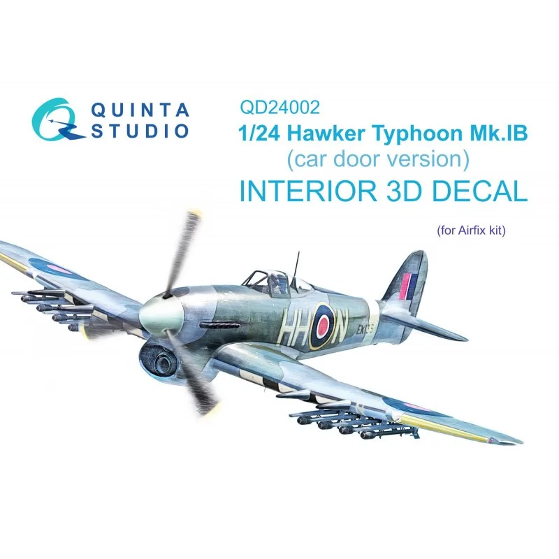 Hawker Typhoon Mk.IB (car door version) 3D-Printed & coloured Interior on decal paper (designed to be used with Airfix kits)