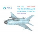 Mikoyan MiG-21UM 3D-Printed & coloured Interior on decal paper SMALL VERSION (designed to be used with Trumpeter kits) (SMALL VE