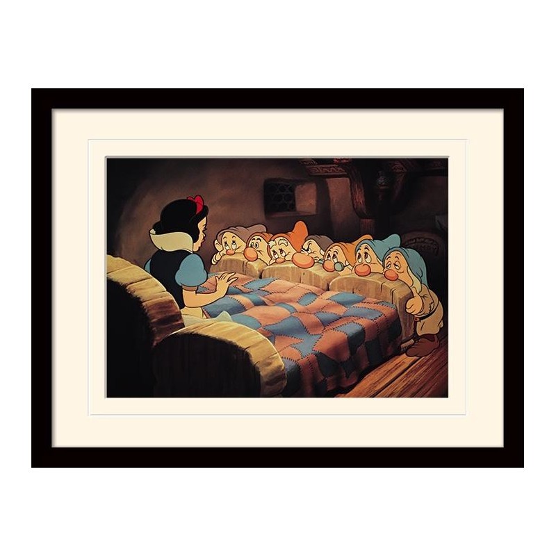 DISNEY - Mounted & Framed 30X40 Print - Snow White Bed