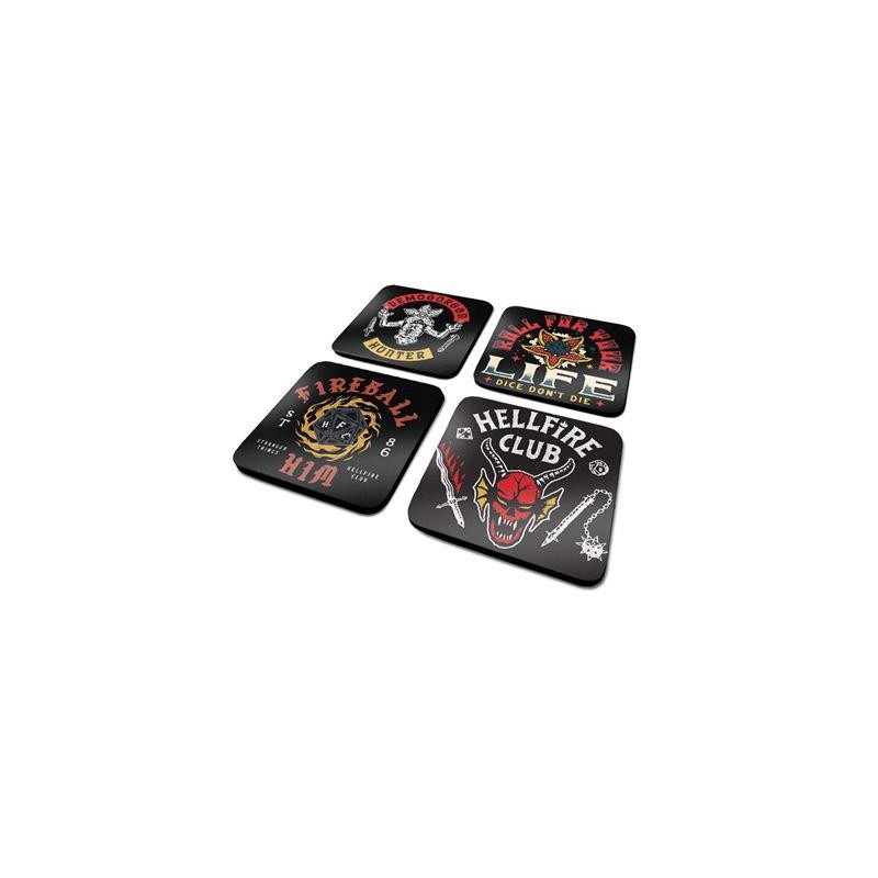 STRANGER THINGS 4 - Hellfire Club - Pack de 4 Dessous de Verre