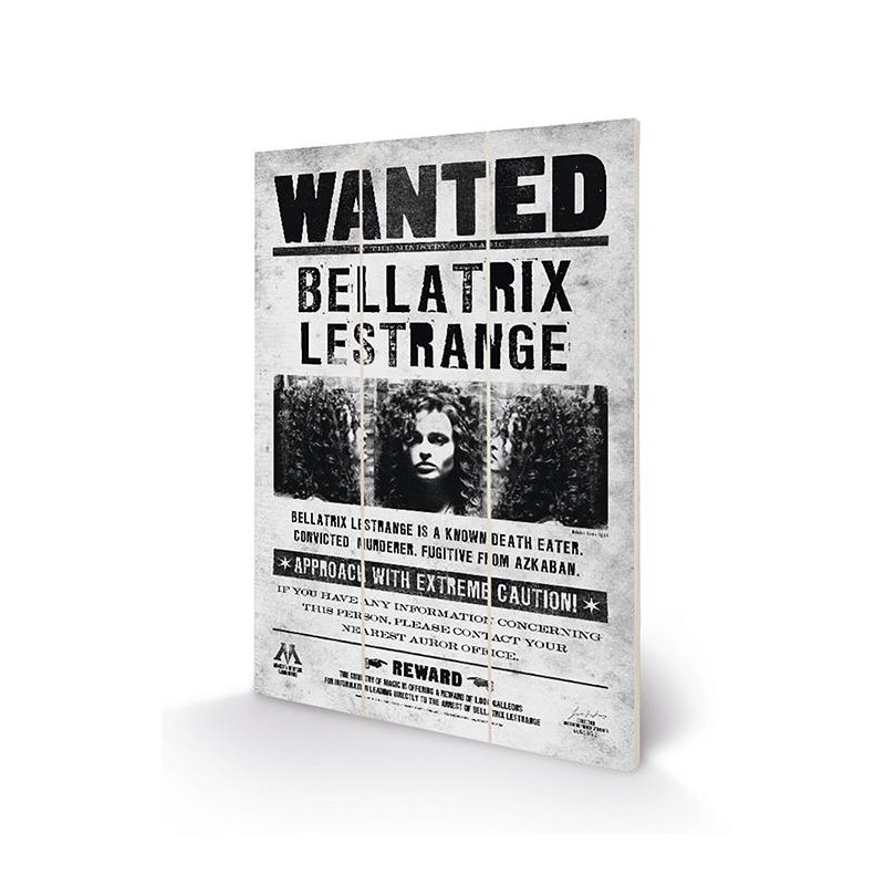 HARRY POTTER - Bellatrix Wanted - Impression sur bois 20x29.5