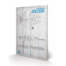 STAR WARS - Millenium Falcon Plans - Impression sur bois 40x59cm