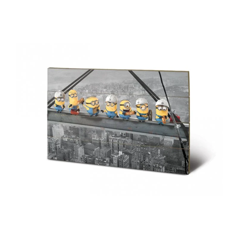 MINIONS - Lunch on a Skyscraper - Impression sur bois 40x59cm