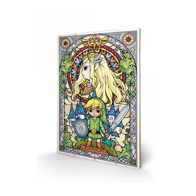 NINTENDO - Zelda Stained Glass - Impression sur bois 40x59cm REPROD