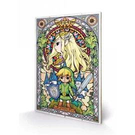 NINTENDO - Zelda Stained Glass - Impression sur bois 40x59cm REPROD