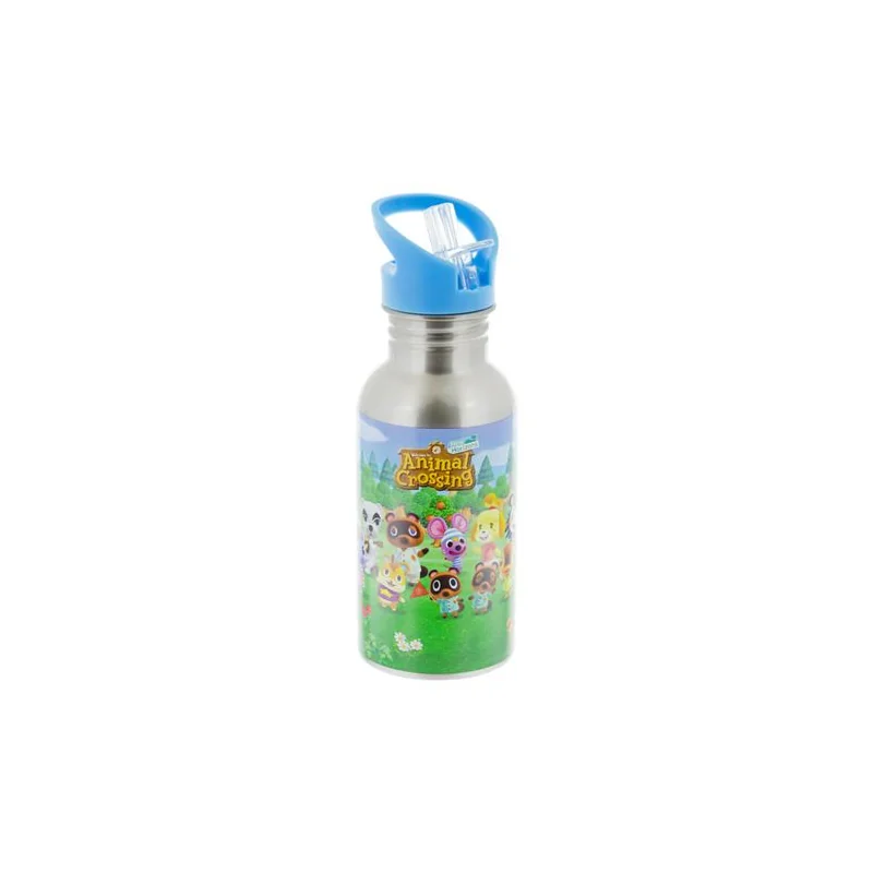 ANIMAL CROSSING - Bouteille d'eau en métal avec Paille 500ml