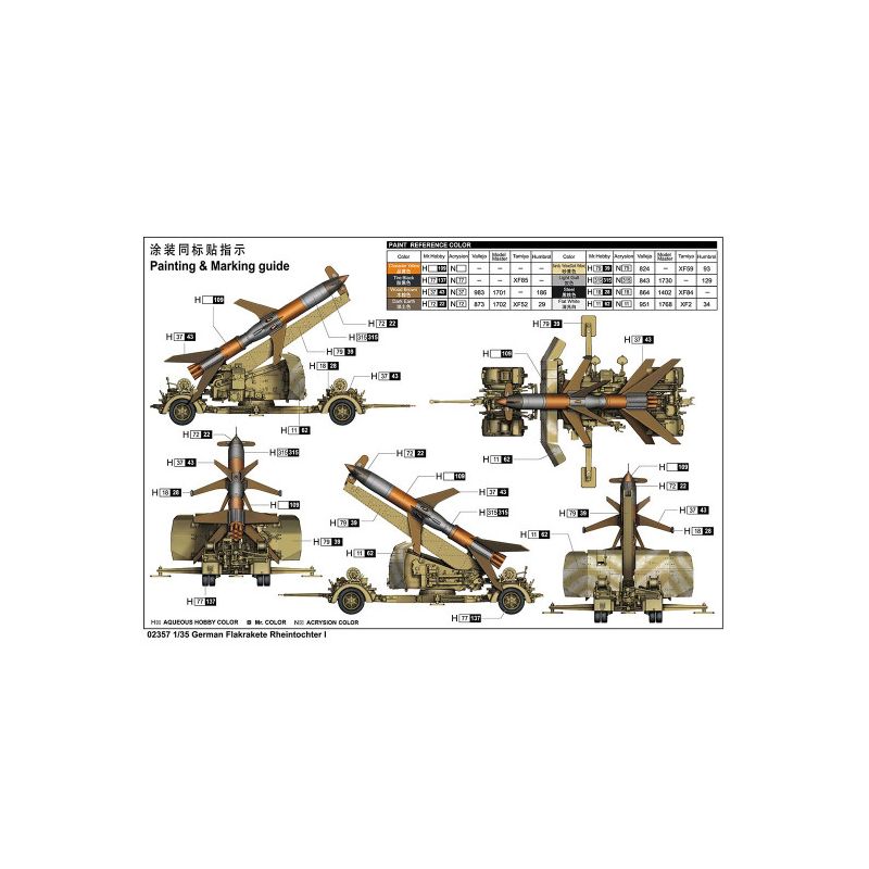 Maquette plastique d’un lance missiles Allemand Rheintochter I 1:35