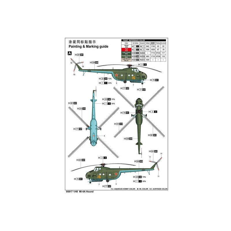 Maquette d’hélicoptère en plastique Russe Mi-4A Hound 1:48