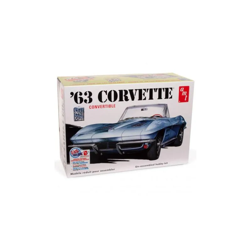 Maquette plastique de voiture Chevrolet Corvette cabriolet 1963 1:25