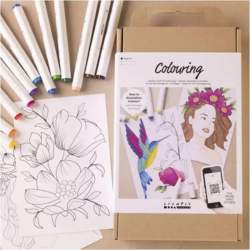 Kit de démarrage DIY coloriage, Feutres de dessin, 1 Pq.