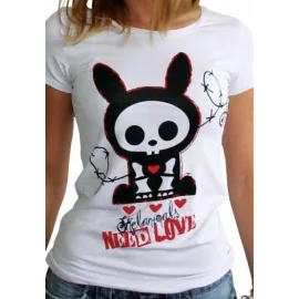 SKELANIMALS - T-Shirt JACK NEED LOVE Femme White Basic 