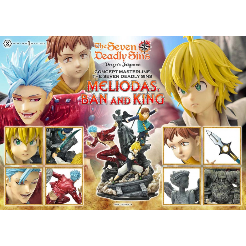 Seven Deadly Sins statuette Meliodas, Ban and King 55 cm