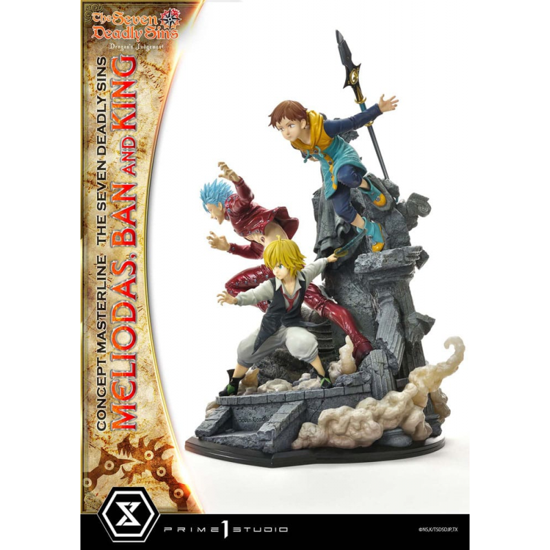 Seven Deadly Sins statuette Meliodas, Ban and King 55 cm