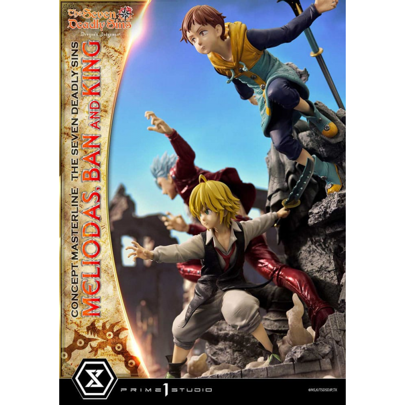 Seven Deadly Sins statuette Meliodas, Ban and King 55 cm